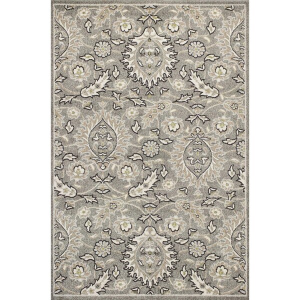 Homeroots 5 ft. 3 in. x 7 ft. 7 in. UV-Treated Polypropylene Grey Area Rug 354067 - main